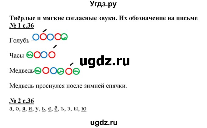 ГДЗ (Решебник) по русскому языку 2 класс (рабочая тетрадь к учебнику Климановой) Тихомирова Е.М. / часть 1. страница / 36