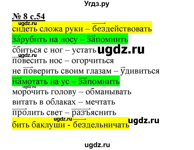 ГДЗ (Решебник) по русскому языку 4 класс (рабочая тетрадь к учебнику Климановой) Тихомирова Е.М. / часть 2. страница номер / 54