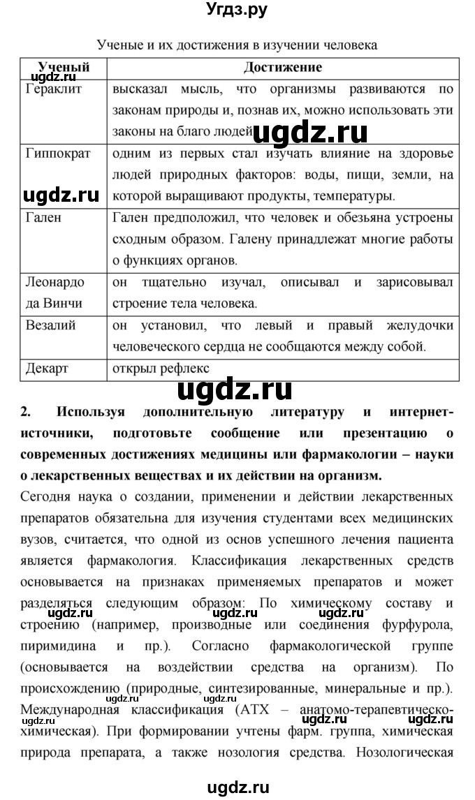 ГДЗ (Решебник  к учебнику 2018) по биологии 8 класс Колесов Д.В. / парграф / §2(продолжение 4)