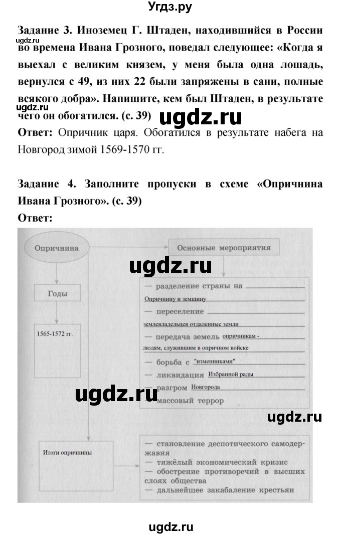 ГДЗ (Решебник) по истории 7 класс (рабочая тетрадь) Данилов А.А. / параграф / 10(продолжение 2)