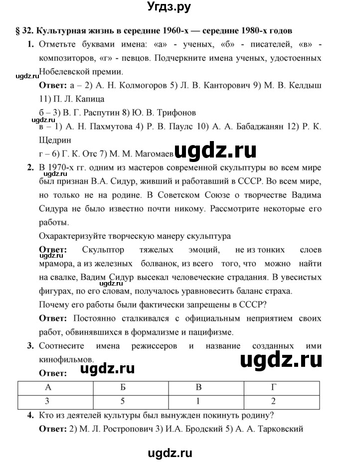 ГДЗ (Решебник) по истории 10 класс (рабочая тетрадь) Клоков В.А. / параграф номер / 32