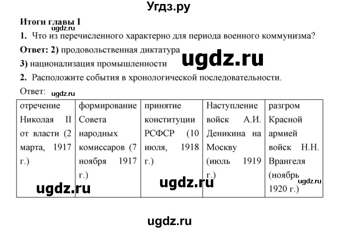 ГДЗ (Решебник) по истории 10 класс (рабочая тетрадь) Клоков В.А. / итоги главы номер / 1