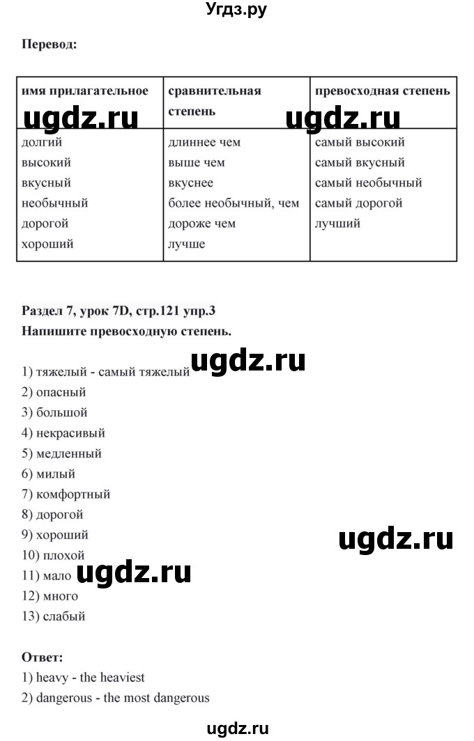 ГДЗ (Решебник) по английскому языку 6 класс Балута О.Р. / страница / 121(продолжение 3)