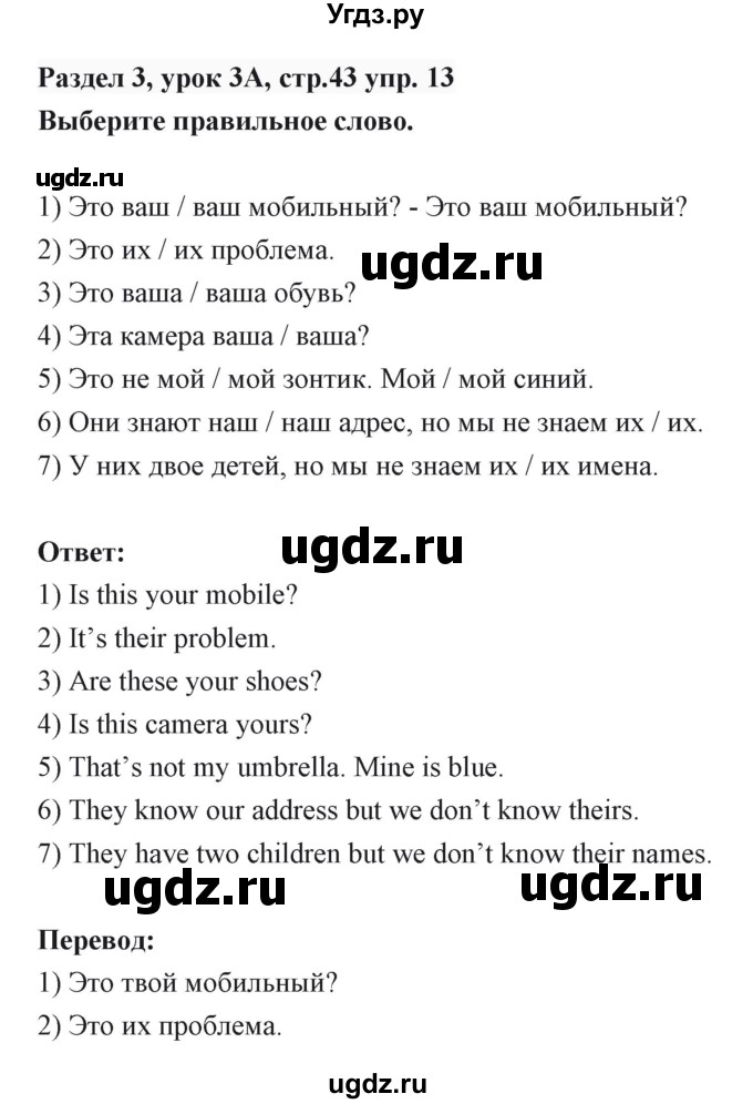 ГДЗ (Решебник) по английскому языку 6 класс Балута О.Р. / страница / 43