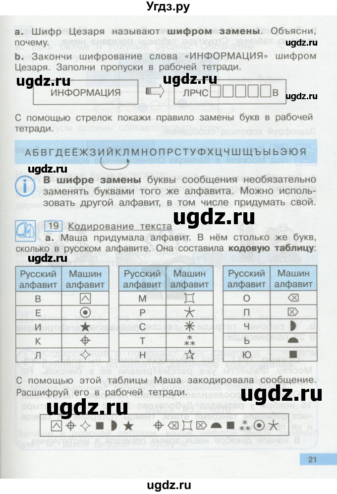 ГДЗ (Учебник) по информатике 2 класс Бененсон Е.П. / часть 1 (страницы) / 21