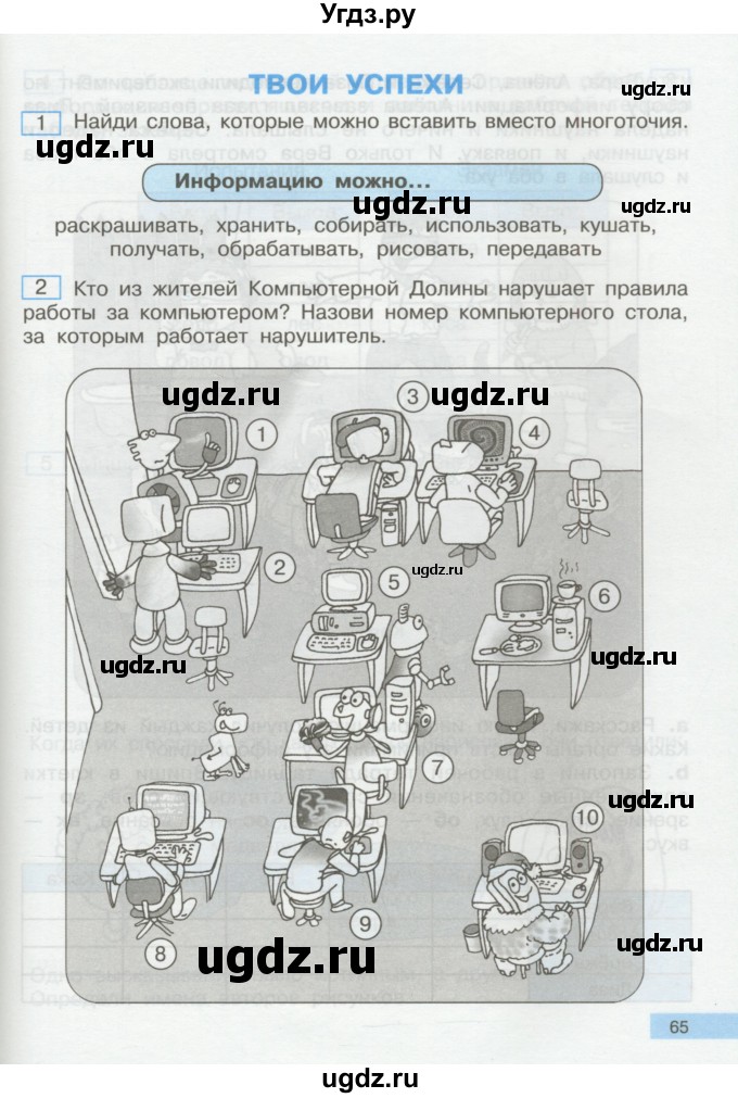ГДЗ (Учебник) по информатике 2 класс Бененсон Е.П. / часть 1 (страницы) / 65