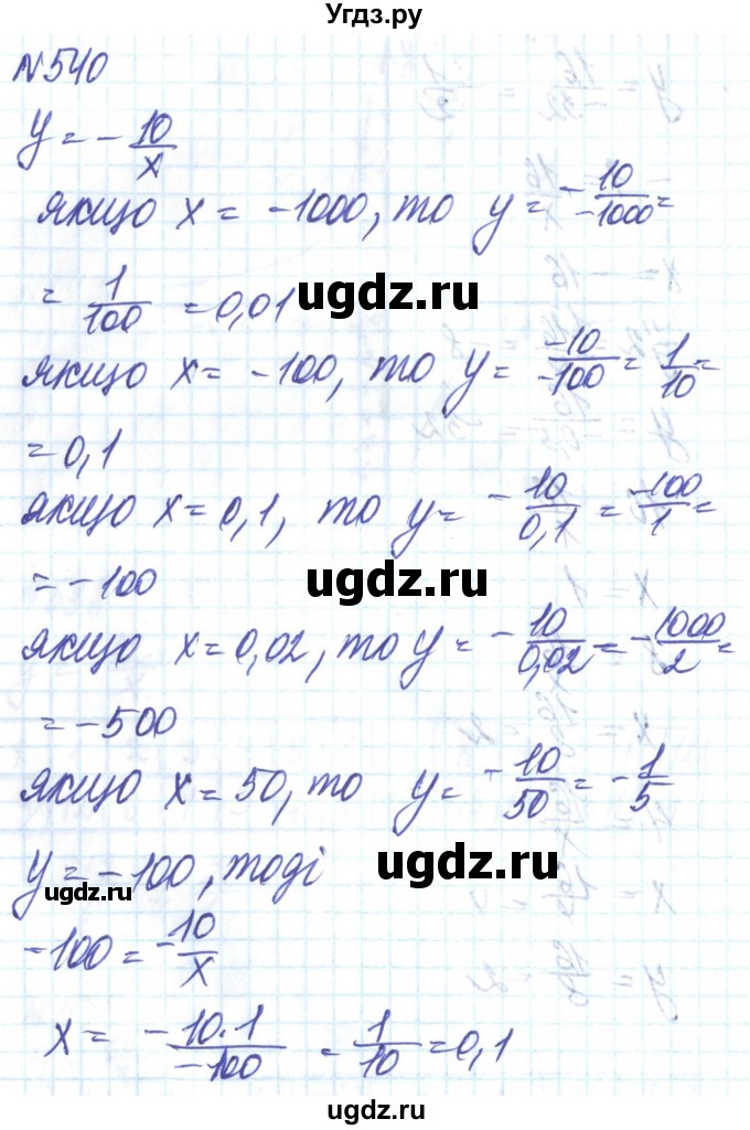 ГДЗ (Решебник) по алгебре 8 класс Бевз Г.П. / вправа / 540