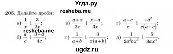ГДЗ (Учебник) по алгебре 8 класс Бевз Г.П. / вправа / 205