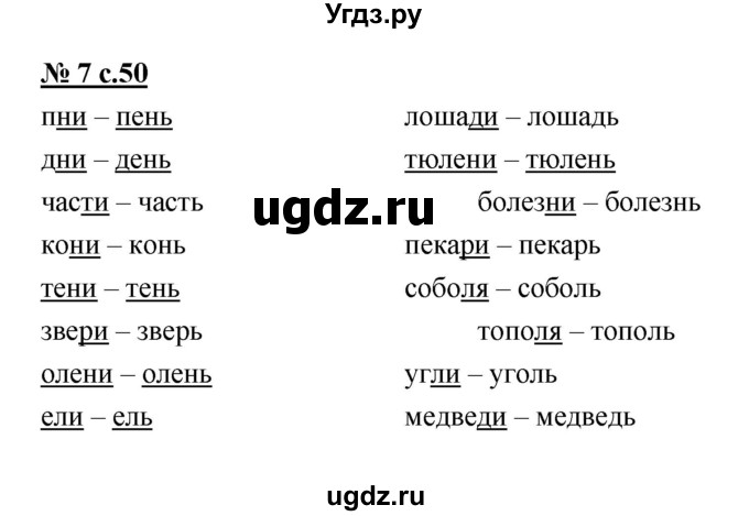 ГДЗ (Решебник) по русскому языку 1 класс (рабочая тетрадь) Тихомирова Е.М. / страница номер / 50(продолжение 2)