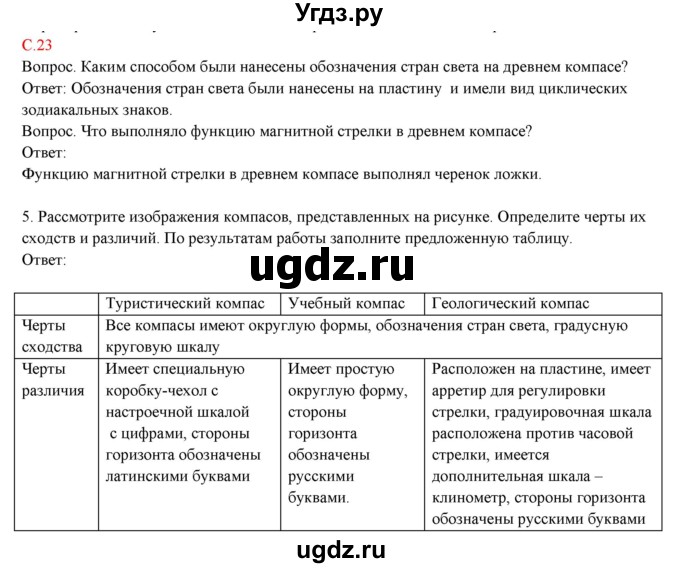 ГДЗ (Решебник) по географии 5 класс (тетрадь-практикум) Молодцов Д.В. / страница номер / 23