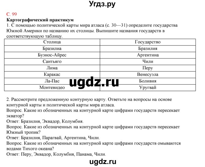 ГДЗ (Решебник) по географии 5 класс (тетрадь-практикум) Молодцов Д.В. / страница номер / 99