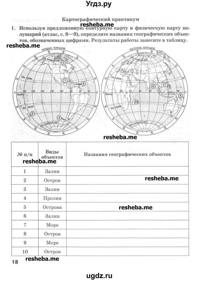 ГДЗ (Учебник) по географии 5 класс (тетрадь-практикум) Молодцов Д.В. / страница номер / 18