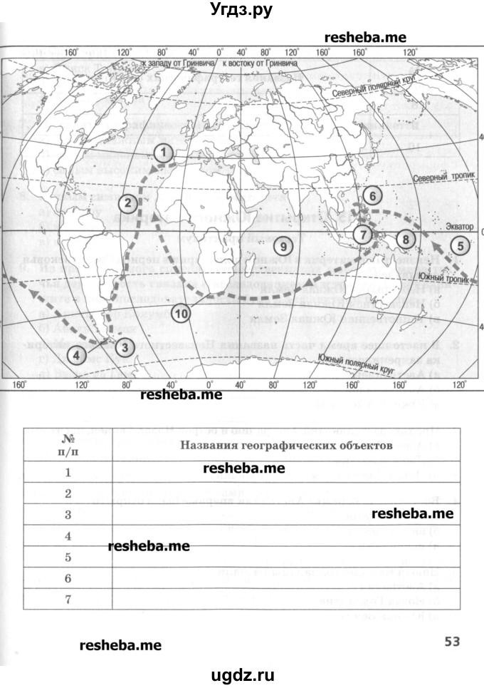 ГДЗ (Учебник) по географии 5 класс (тетрадь-практикум) Молодцов Д.В. / страница номер / 53