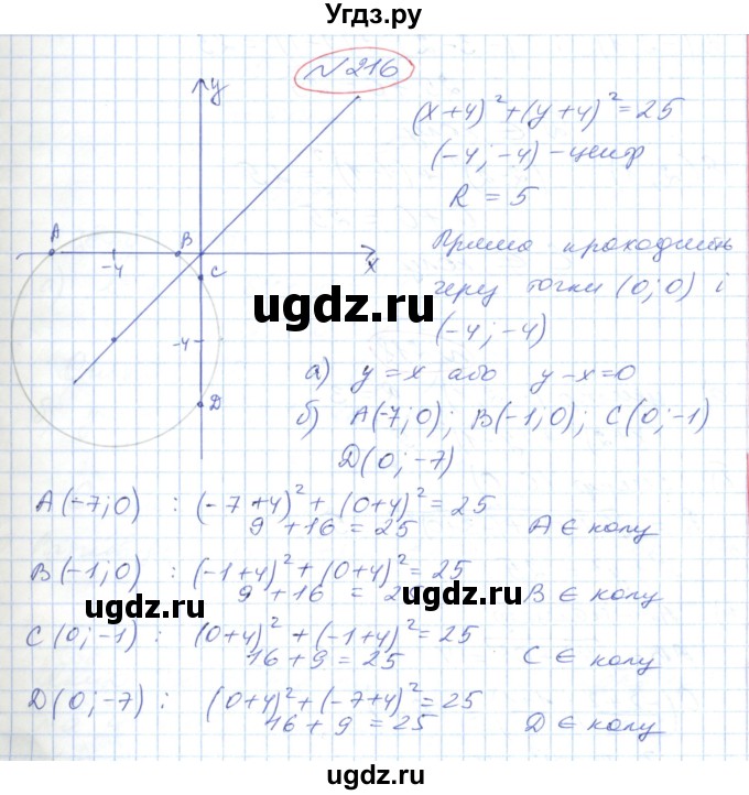 ГДЗ (Решебник №1) по геометрии 9 класс Ершова A.П. / завдання номер / 216