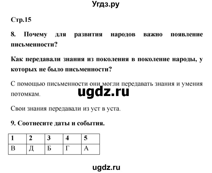 ГДЗ (Решебник) по истории 5 класс (рабочая тетрадь) С.А. Жукова / страница номер / 15