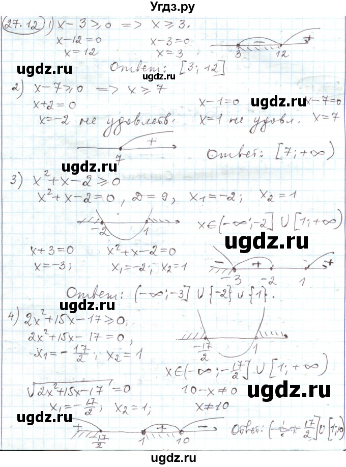 ГДЗ (Решебник) по алгебре 11 класс Мерзляк А.Г. / параграф 27 / 27.12