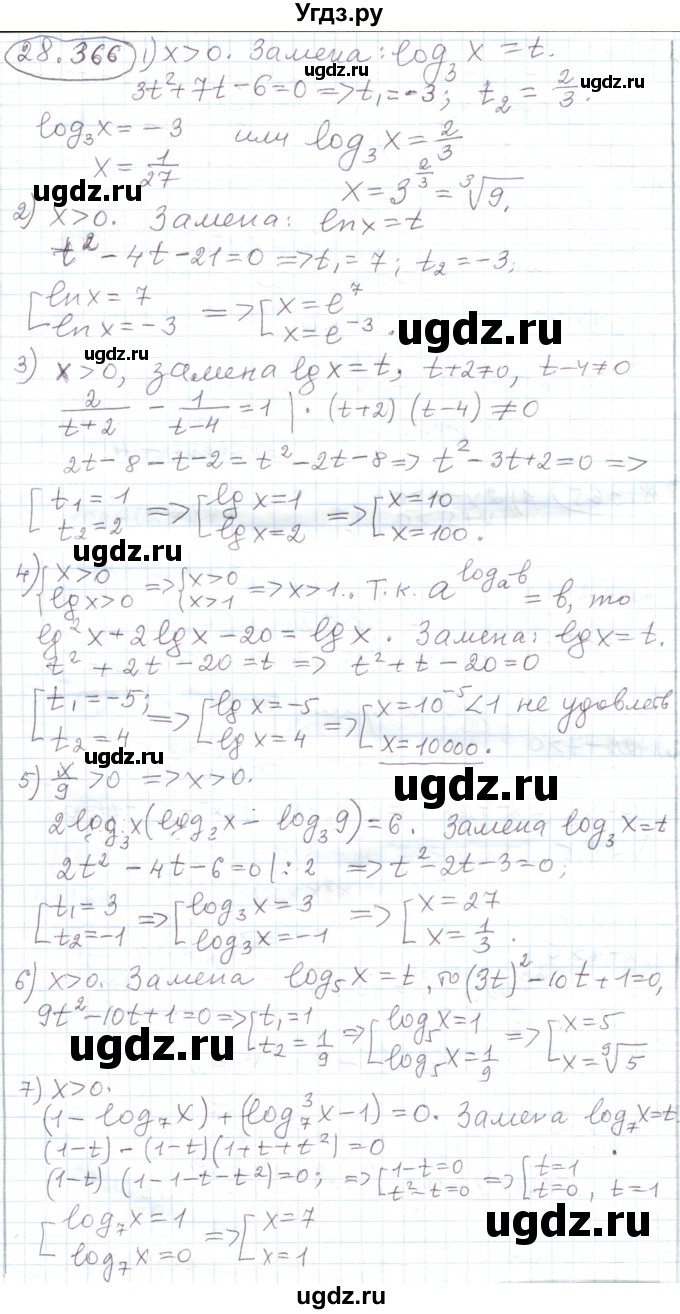 ГДЗ (Решебник) по алгебре 11 класс Мерзляк А.Г. / параграф 28 / 28.366