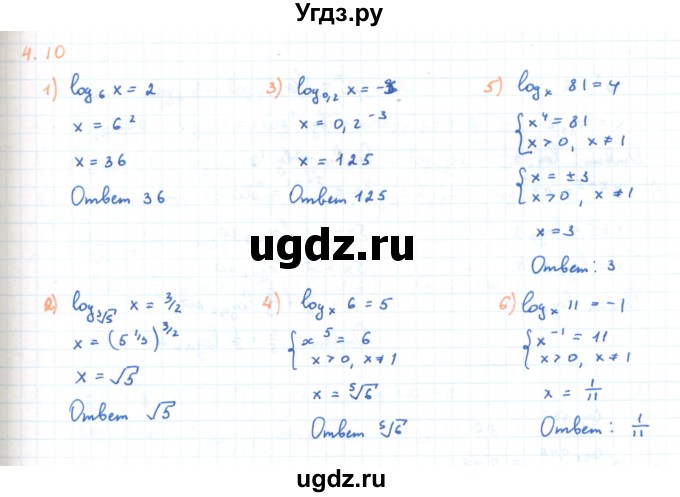 ГДЗ (Решебник) по алгебре 11 класс Мерзляк А.Г. / параграф 4 / 4.10
