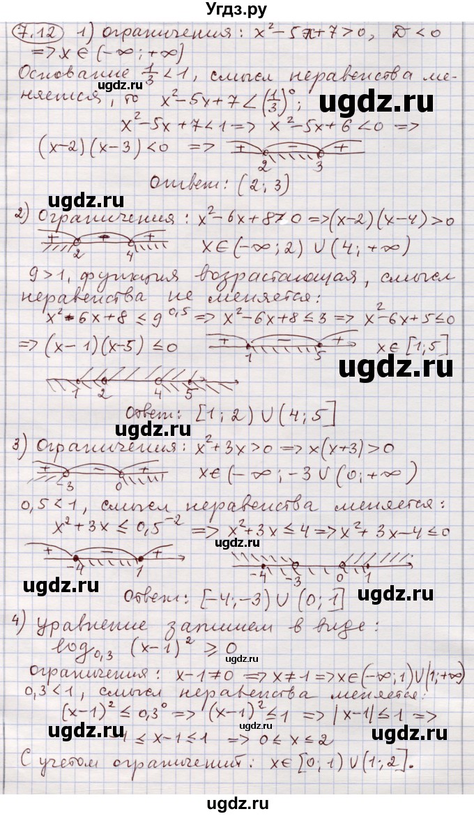 ГДЗ (Решебник) по алгебре 11 класс Мерзляк А.Г. / параграф 7 / 7.12