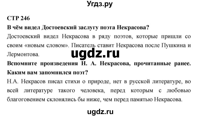 ГДЗ (Решебник к учебнику 2018) по литературе 10 класс Лебедев Ю.В. / часть 1 (страница) / 246