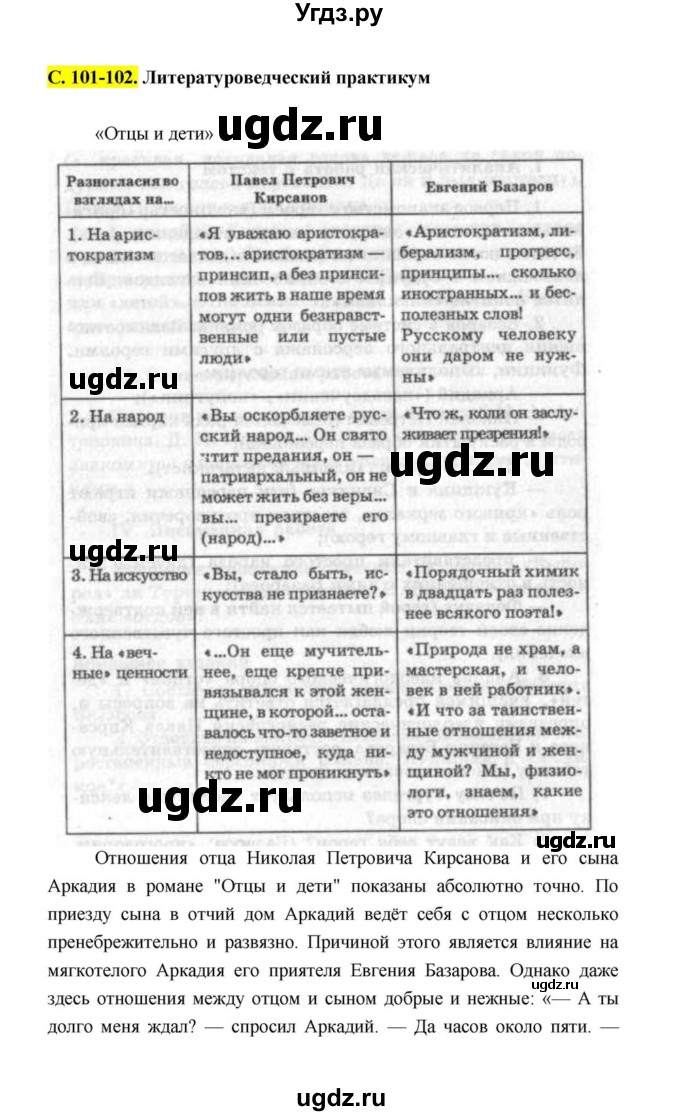 ГДЗ (Решебник к учебнику 2021) по литературе 10 класс Лебедев Ю.В. / часть 1 (страница) / 101(продолжение 7)