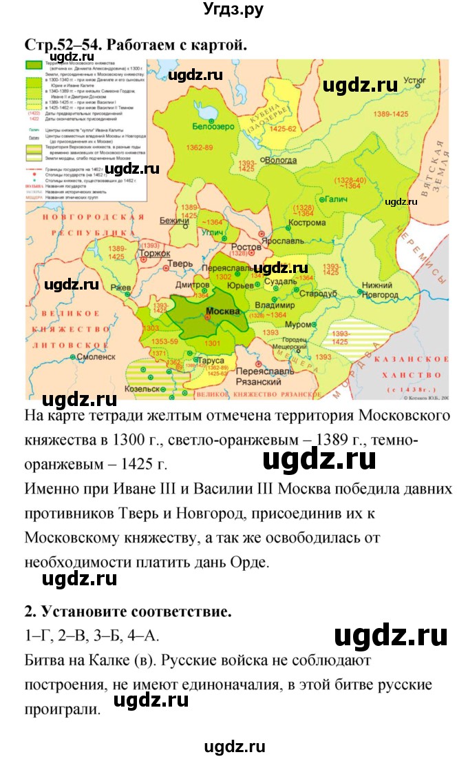 ГДЗ (Решебник) по истории 6 класс (тетрадь-тренажер) Данилов А.А. / страница номер / 52–54