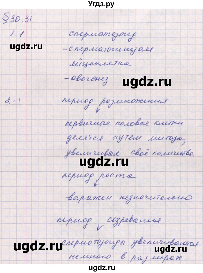 ГДЗ (Решебник к тетради 2016) по биологии 9 класс (рабочая тетрадь) Цибулевский А.Ю. / параграф / 30 (30.31)