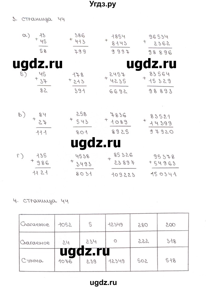 ГДЗ (Решебник) по математике 5 класс (рабочая тетрадь к учебнику Зубаревой) Ерина Т.М. / часть 1. страница / 44