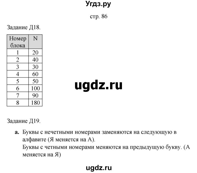 ГДЗ (Решебник) по информатике 4 класс Бененсон Е.П. / часть 1 (страница) номер / 86