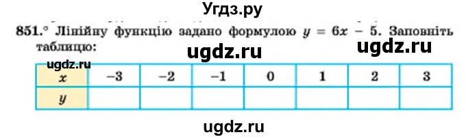 ГДЗ (Учебник) по алгебре 7 класс Мерзляк А.Г. / завдання номер / 851