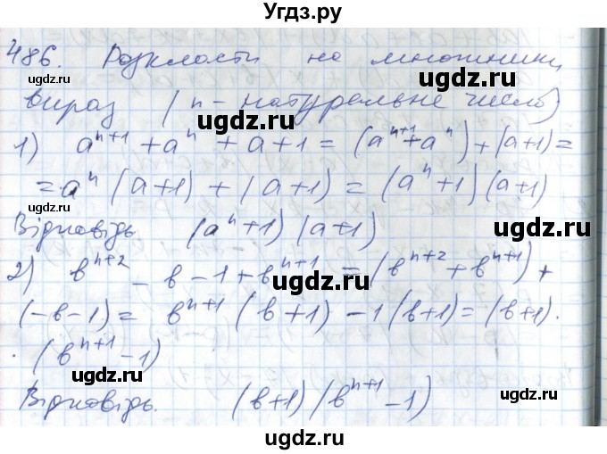 ГДЗ (Решебник №1) по алгебре 7 класс Мерзляк А.Г. / завдання номер / 486