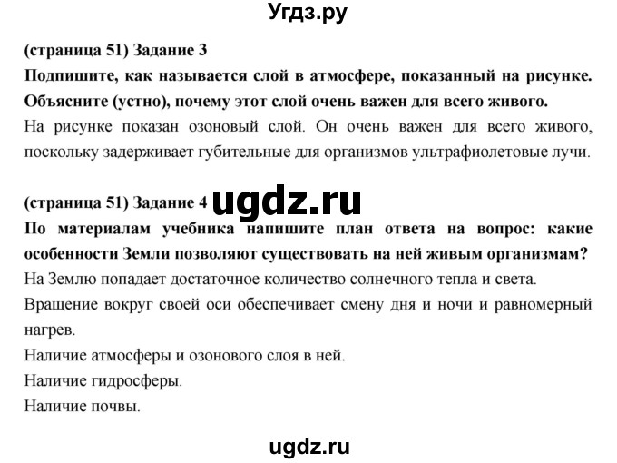 ГДЗ (Решебник) по естествознанию 5 класс (рабочая тетрадь) Плешаков А.А. / страница номер / 51