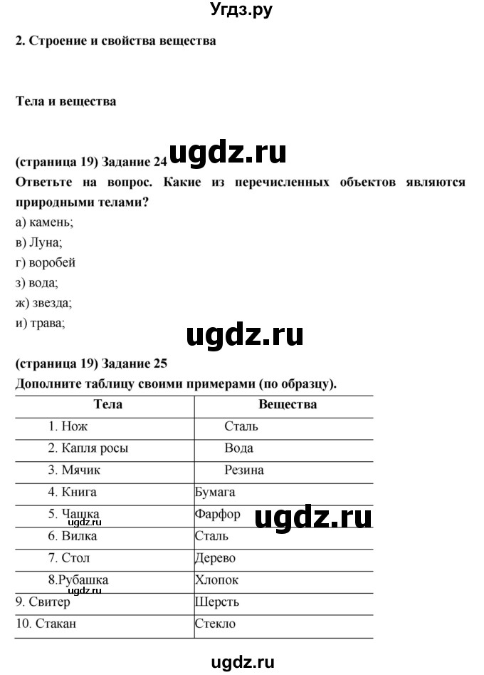 ГДЗ (Решебник) по естествознанию 5 класс (рабочая тетрадь) Пакулова В.М. / страница номер / 19