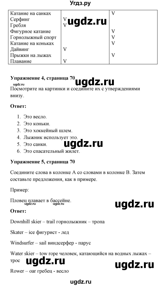 ГДЗ (Решебник) по английскому языку 7 класс Морська Л.И. / страница номер / 70(продолжение 2)