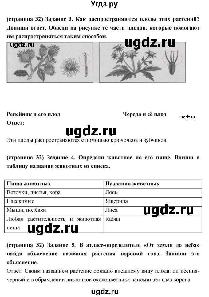 ГДЗ (Решебник) по окружающему миру 3 класс (проверочные  работы) Плешаков А.А. / страница номер / 32