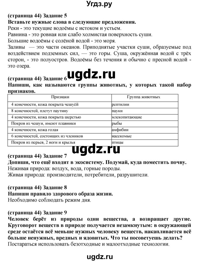 ГДЗ (Решебник ) по окружающему миру 4 класс (проверочные и контрольные работы) Вахрушев А.А. / часть 1. Страницы / 44