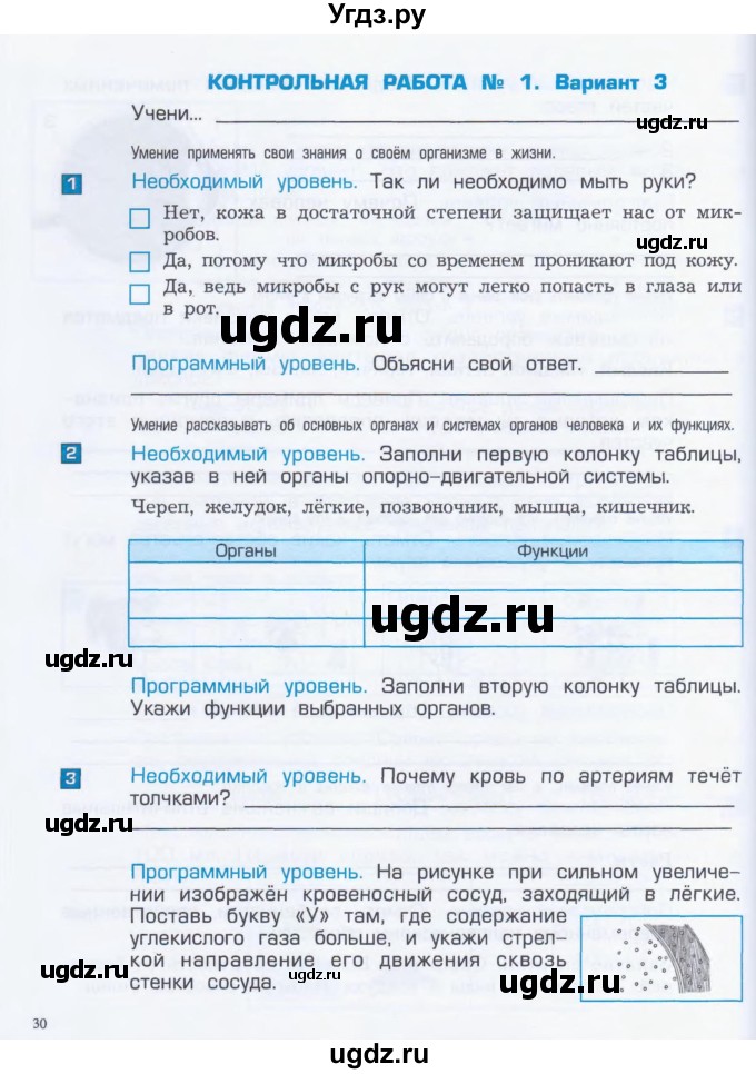 ГДЗ (Тетрадь) по окружающему миру 4 класс (проверочные и контрольные работы) Вахрушев А.А. / часть 1. Страницы / 30