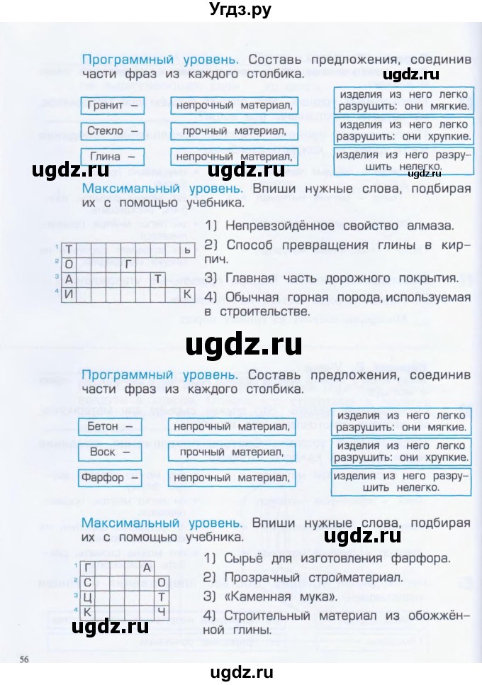 ГДЗ (Тетрадь) по окружающему миру 4 класс (проверочные и контрольные работы) Вахрушев А.А. / часть 1. Страницы / 56