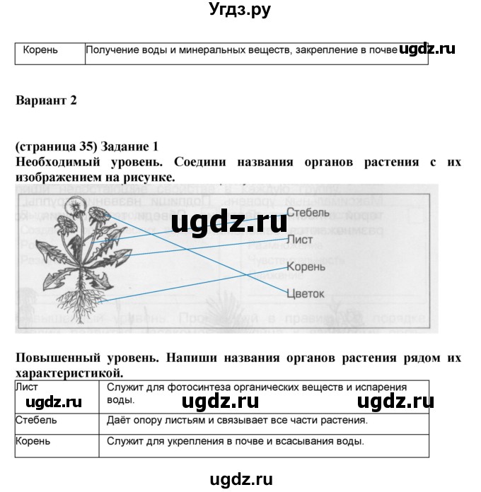 ГДЗ (Решебник) по окружающему миру 3 класс (проверочные и контрольные работы) Вахрушев А.А. / часть 1 (страница) / 35(продолжение 2)