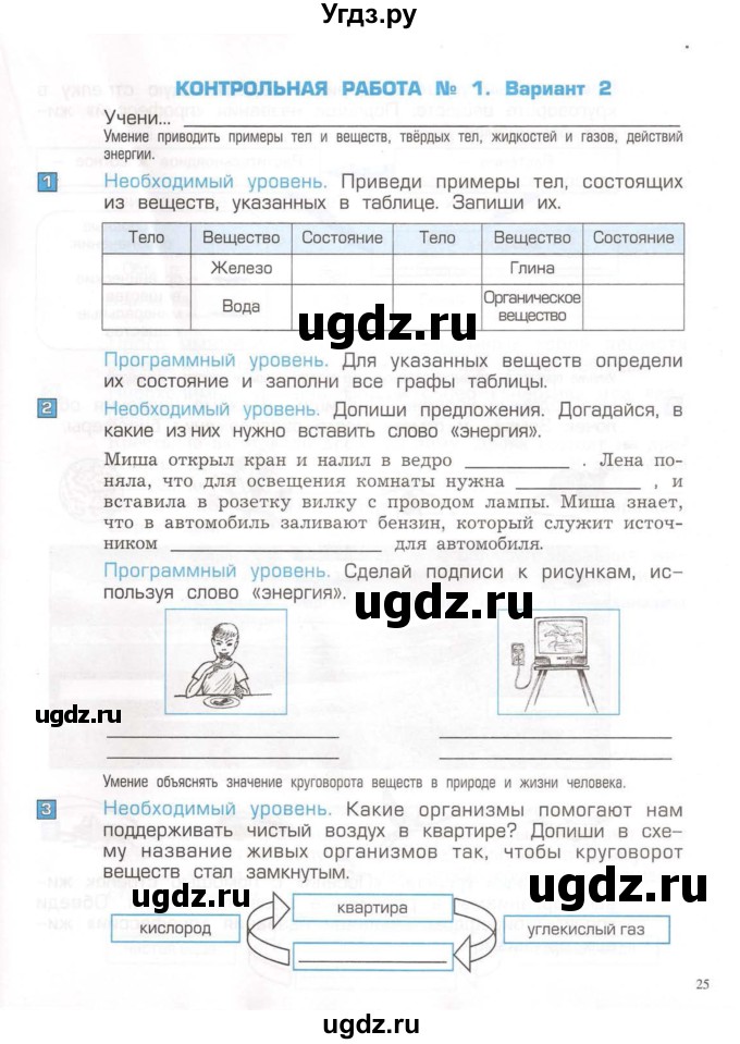 ГДЗ (Тетрадь) по окружающему миру 3 класс (проверочные и контрольные работы) Вахрушев А.А. / часть 1 (страница) / 25