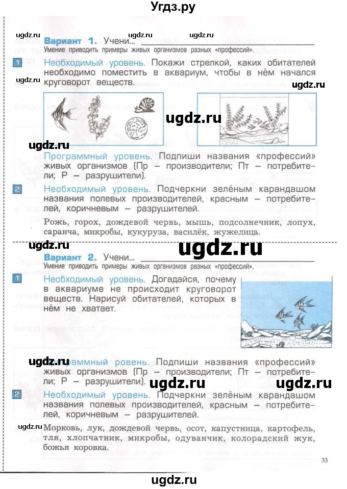 ГДЗ (Тетрадь) по окружающему миру 3 класс (проверочные и контрольные работы) Вахрушев А.А. / часть 1 (страница) / 33