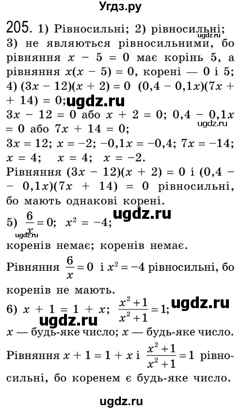 ГДЗ (Решебник №2) по алгебре 8 класс Мерзляк А.Г. / вправи номер / 205