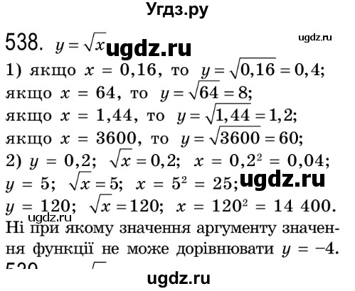 ГДЗ (Решебник №2) по алгебре 8 класс Мерзляк А.Г. / вправи номер / 538