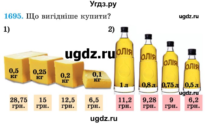 ГДЗ (Учебник) по математике 5 класс Истер О.С. / вправа номер / 1695
