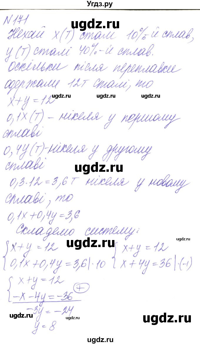 ГДЗ (Решебник) по алгебре 8 класс Кравчук В.Р. / вправа / 171