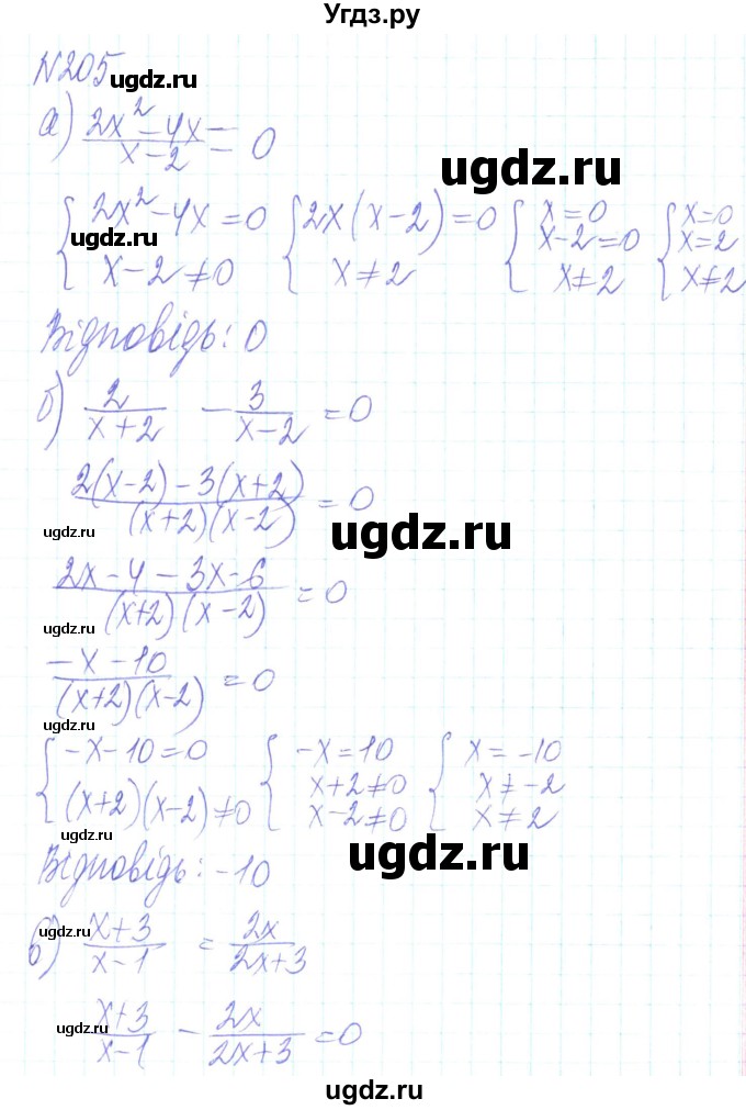 ГДЗ (Решебник) по алгебре 8 класс Кравчук В.Р. / вправа / 205