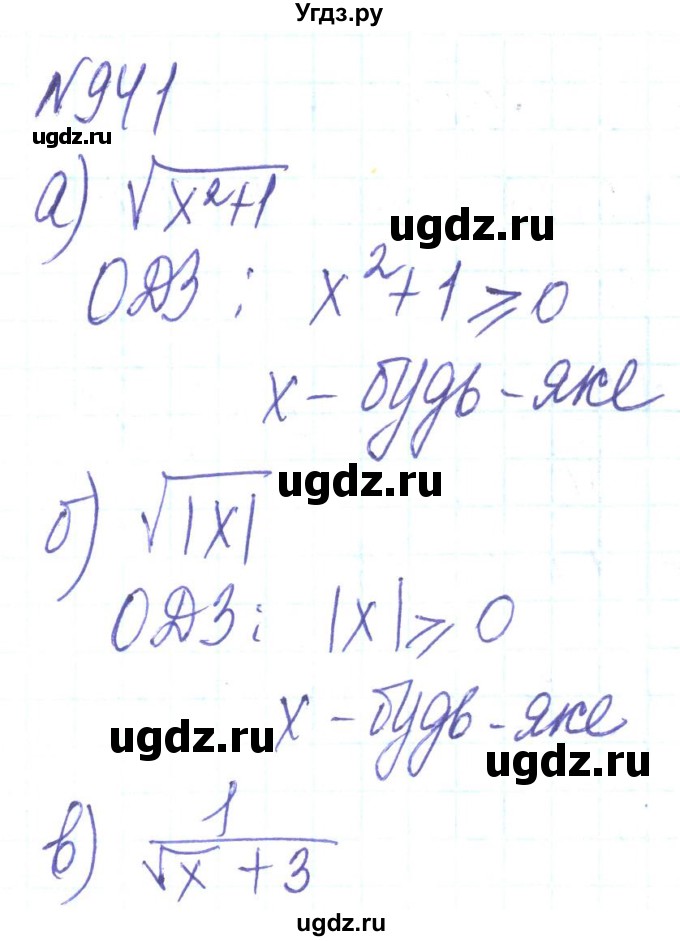 ГДЗ (Решебник) по алгебре 8 класс Кравчук В.Р. / вправа / 941