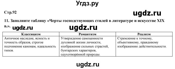 ГДЗ (Решебник) по истории 8 класс (рабочая тетрадь) Ермакова И.А. / страница номер / 92