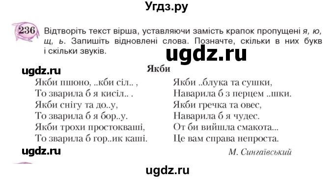 ГДЗ (Учебник) по украинскому языку 5 класс Ермоленко С.Я. / вправа номер / 236
