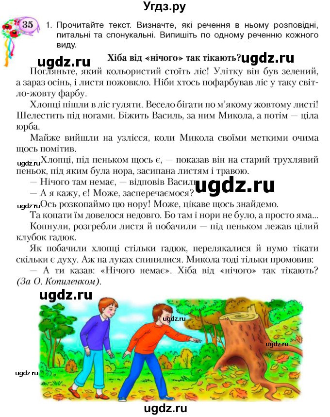 ГДЗ (Учебник) по украинскому языку 5 класс Ермоленко С.Я. / вправа номер / 35